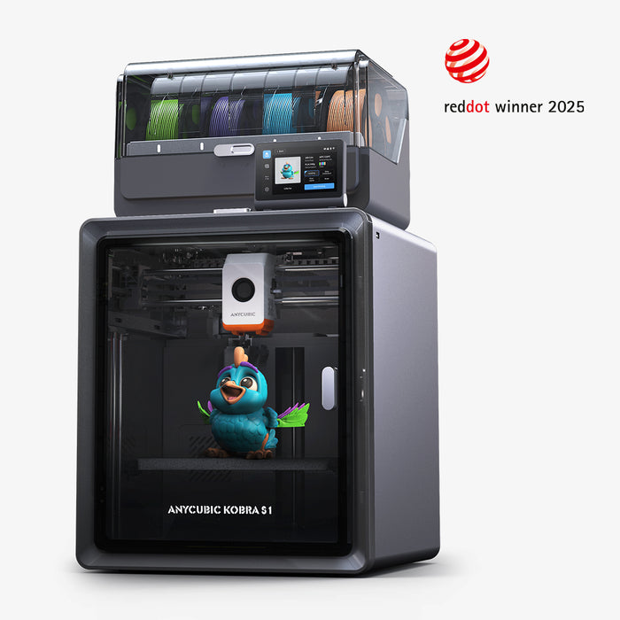 Anycubic Kobra S1 Combo 3D Printer, 4 Stunning Multicolor, Intelligent Drying While Printing, Built-in Camera, 600mm/s High Speed and 320℃ Hotend Free-Clog Extruder