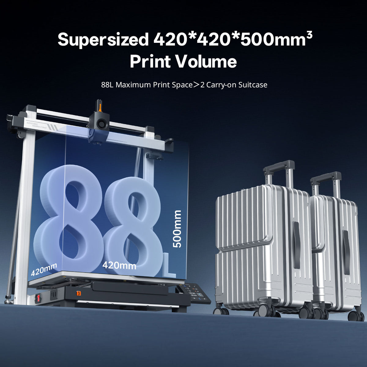 Anycubic Kobra 3 Max 420 x 420 x 500mm build volume