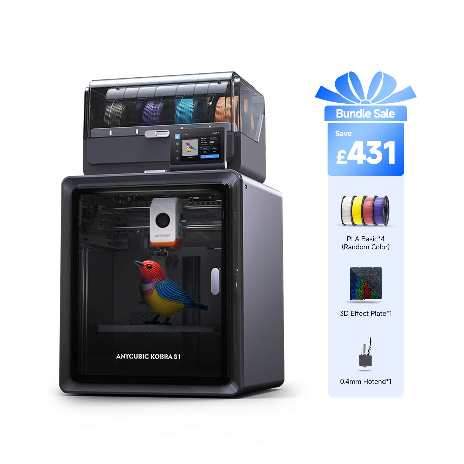 Anycubic Kobra S1 Combo Bundle | High-Speed 3D Printer with 4KG